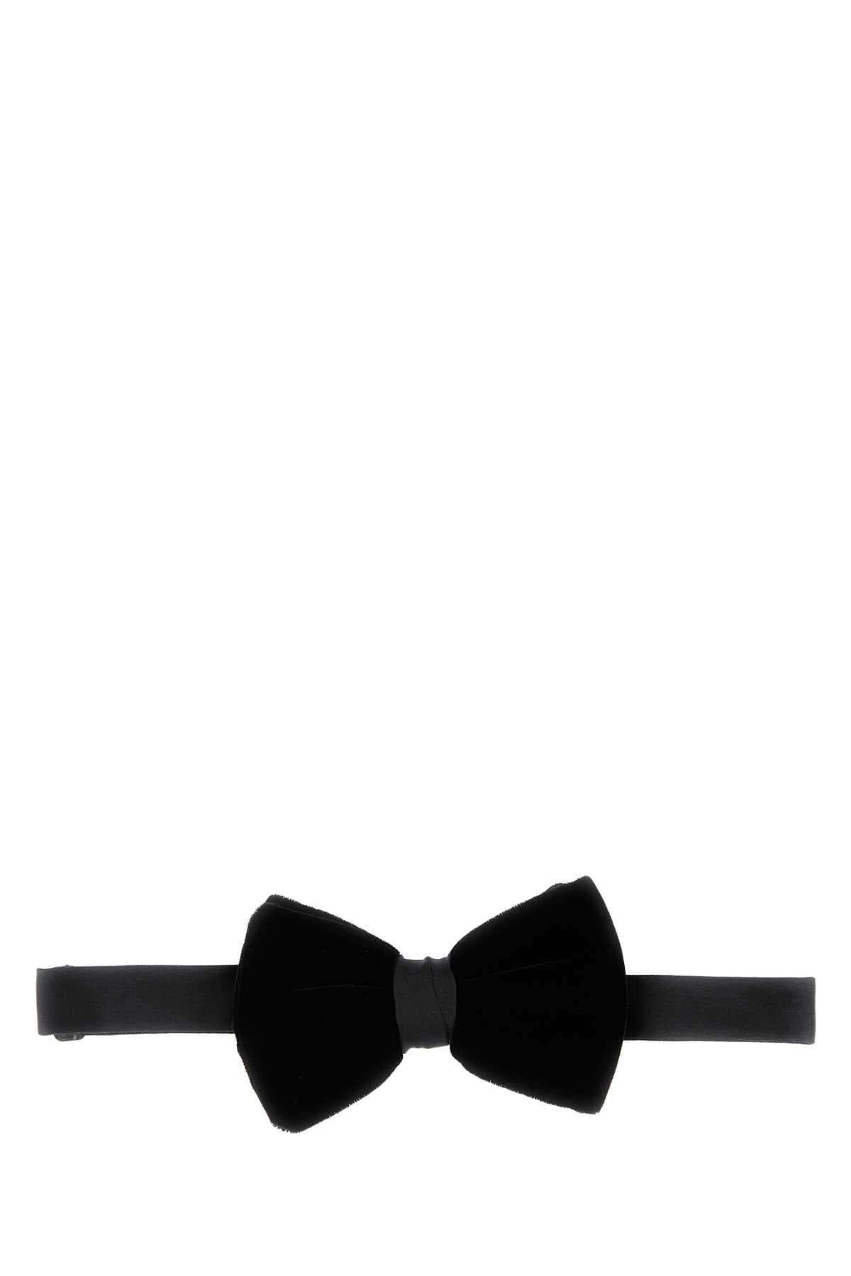 Black stretch velvet bow tie