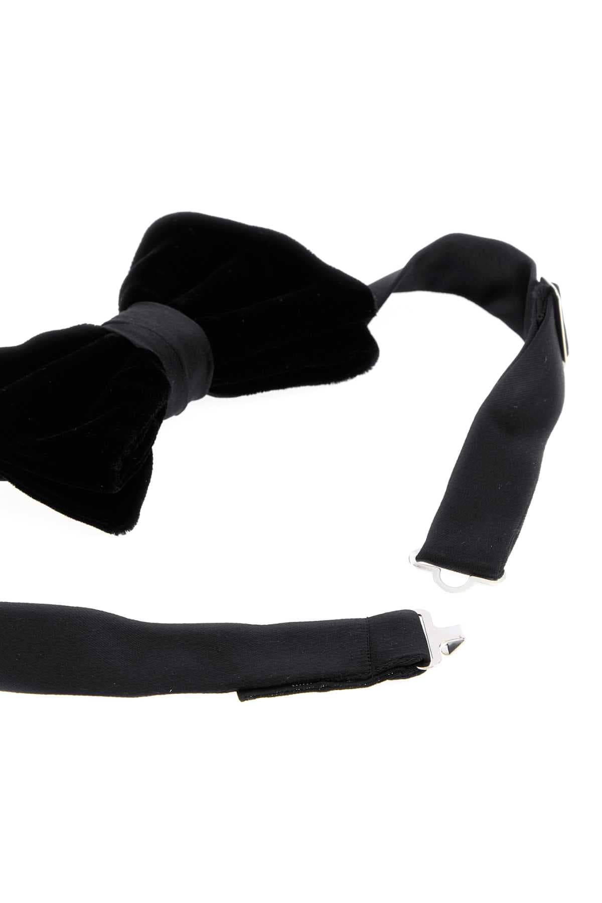 Black stretch velvet bow tie - мініатюра 2