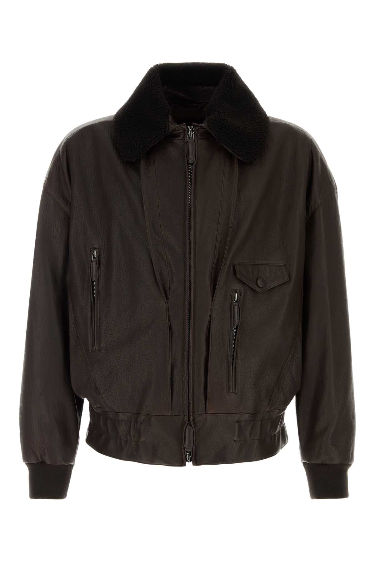 Dark brown leather jacket