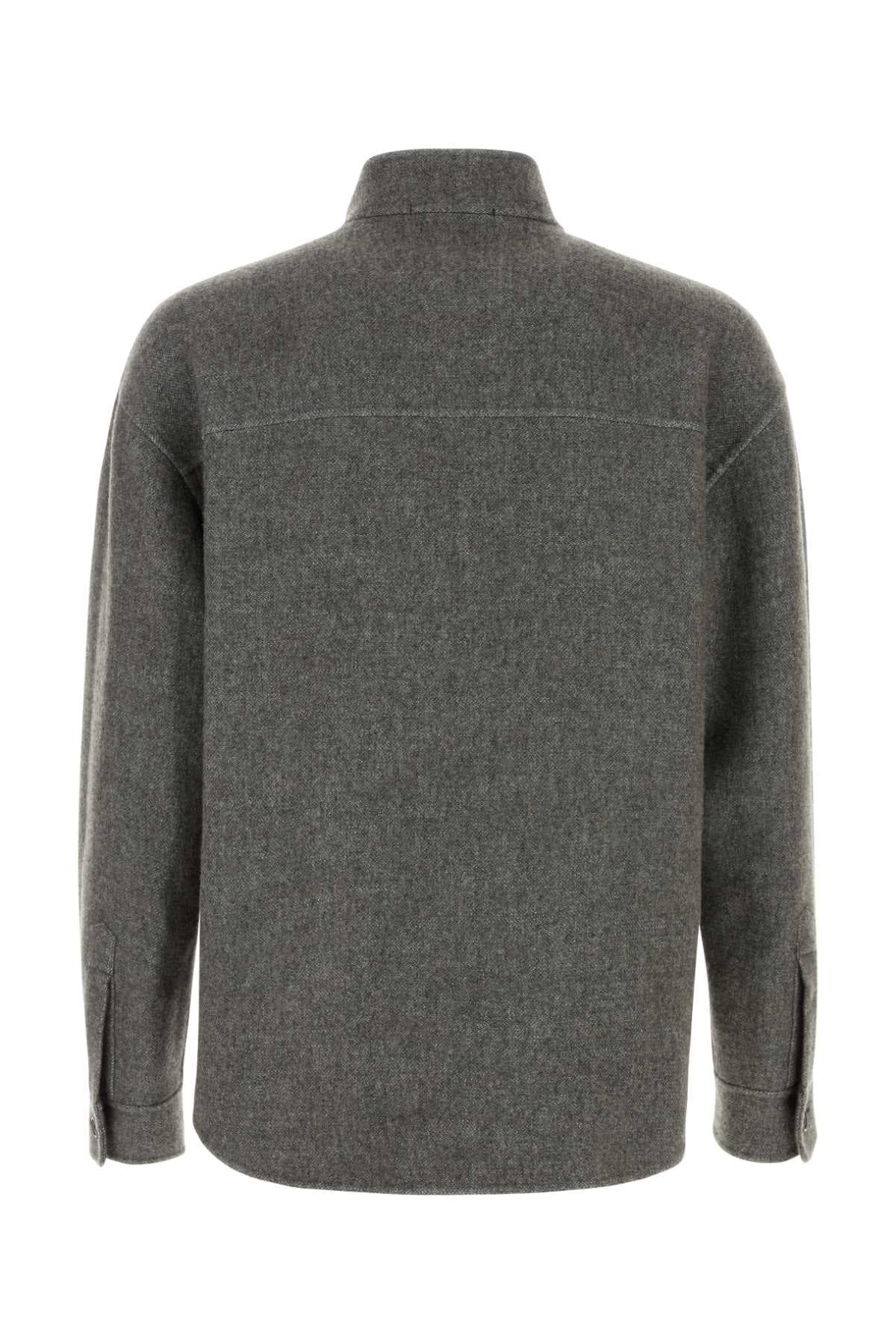 Grey silk blend overshirt - мініатюра 2