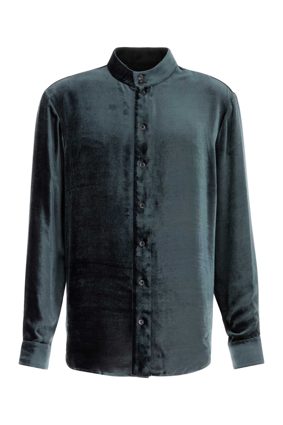 Teal green velvet shirt