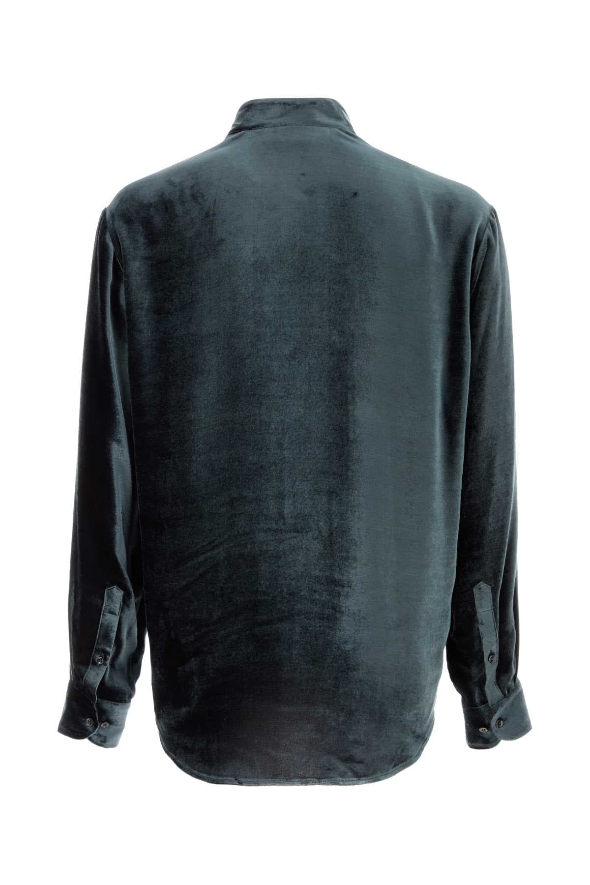 Teal green velvet shirt - мініатюра 2