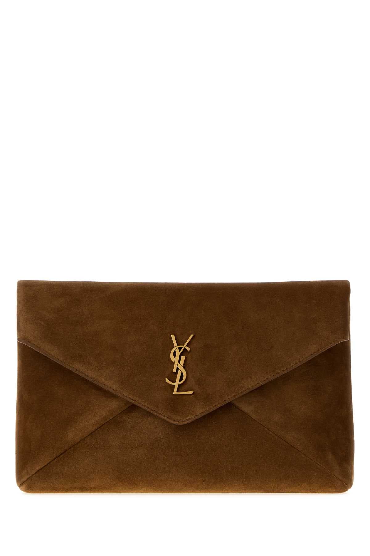 Brown suede large Envelope clutch