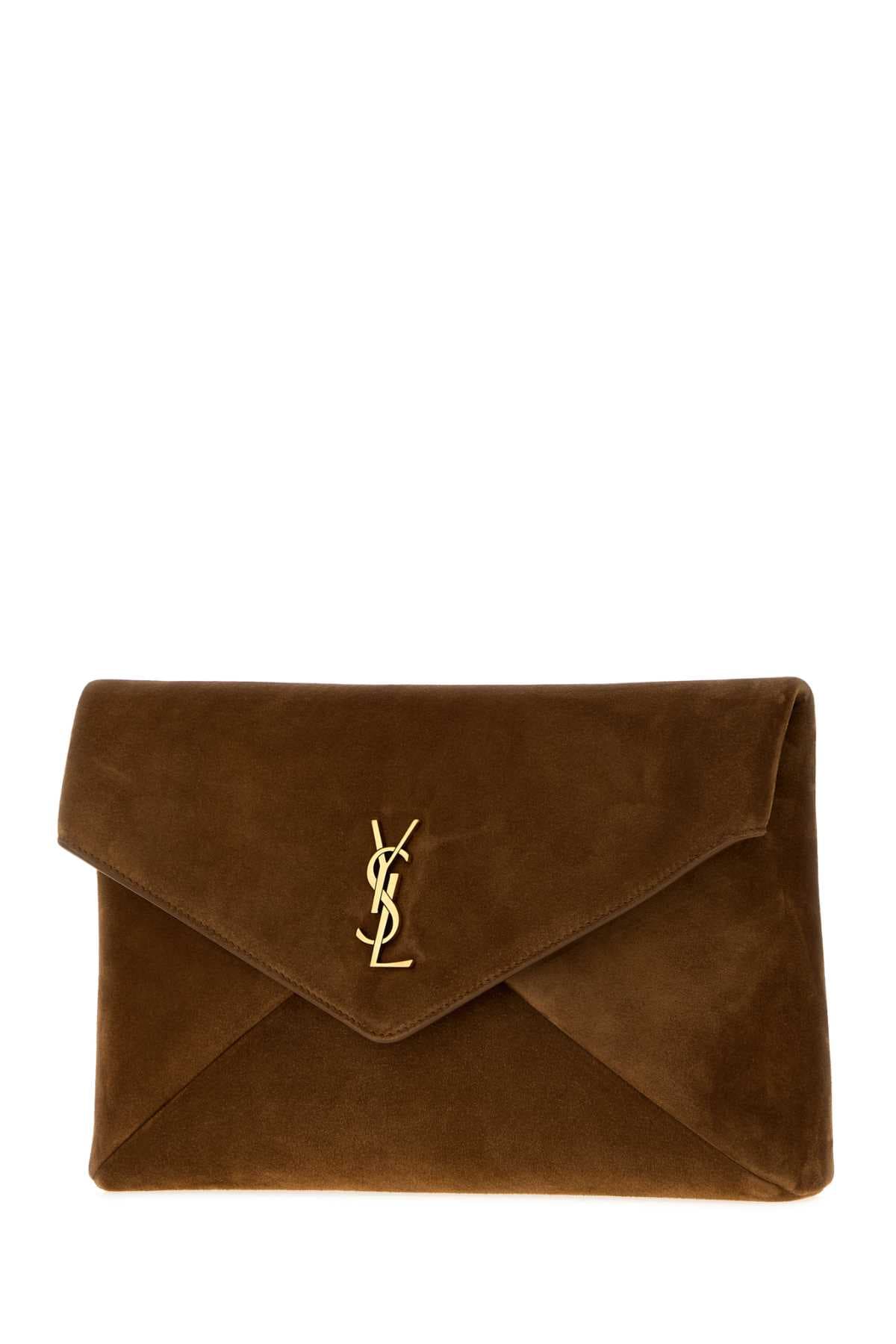 Brown suede large Envelope clutch - мініатюра 2