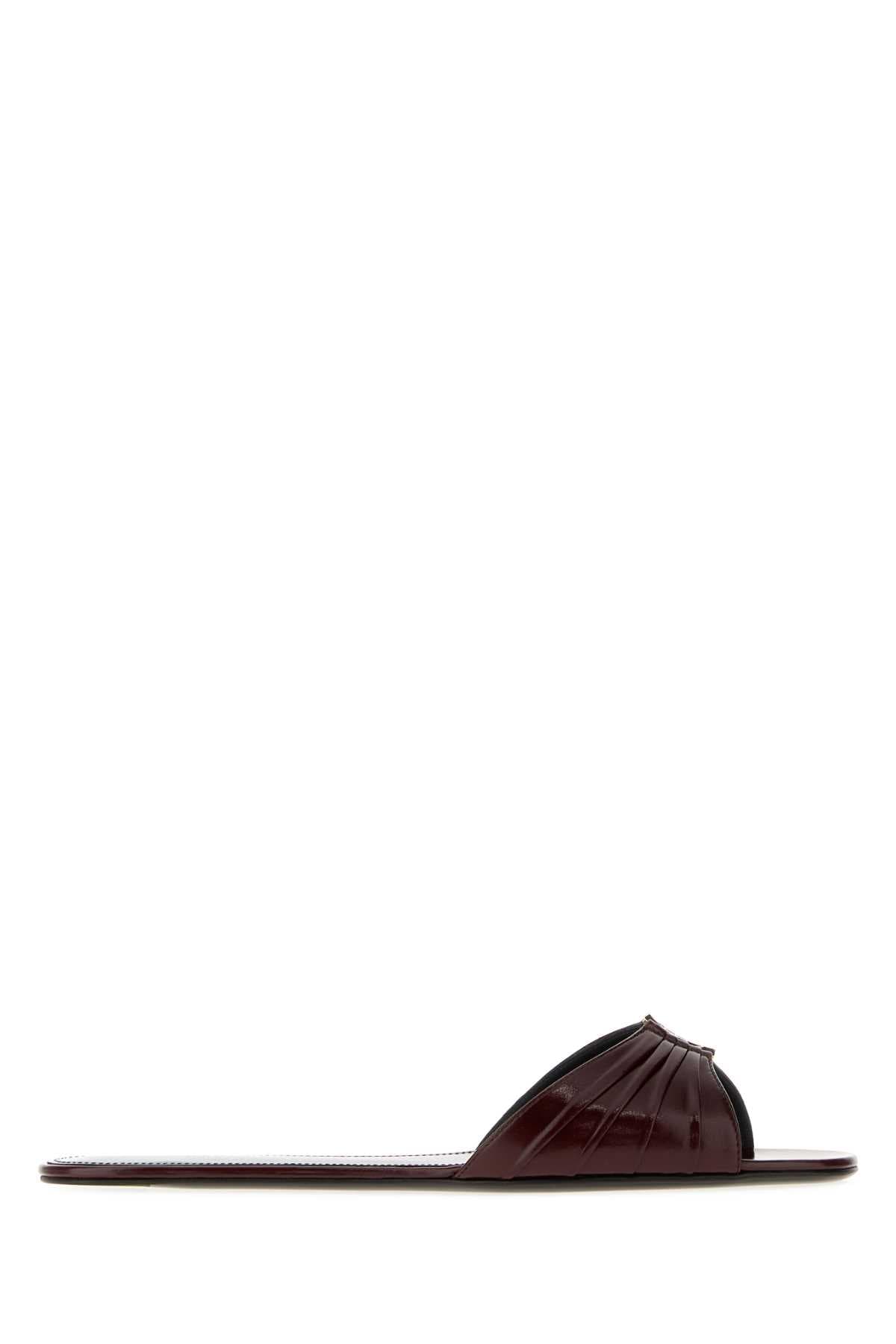 Burgundy leather Babylone slippers
