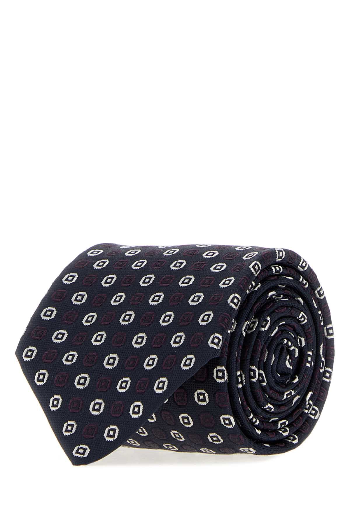 Embroidered jacquard tie