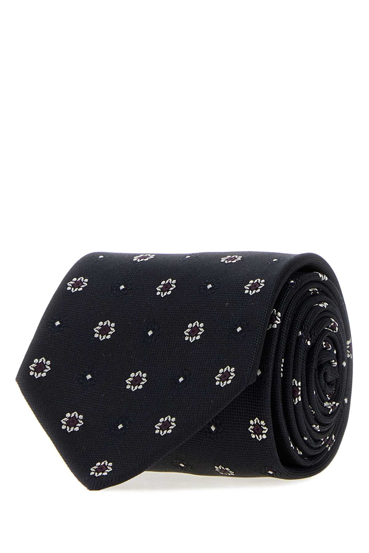 Embroidered jacquard tie