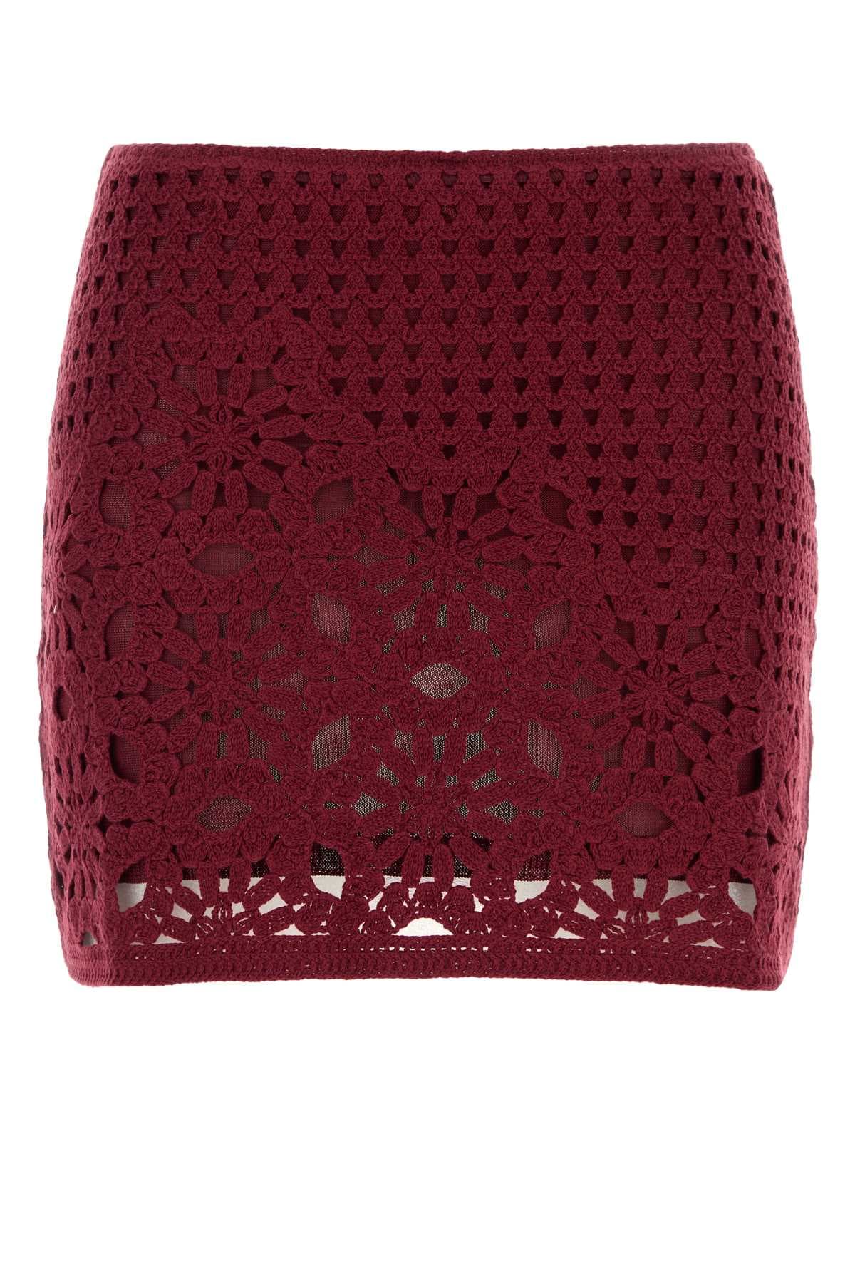 Burgundy crochet Postcard mini skirt
