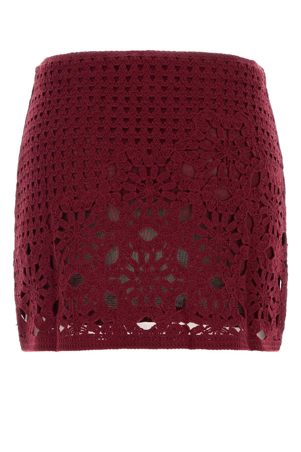 Burgundy crochet Postcard mini skirt - мініатюра 2