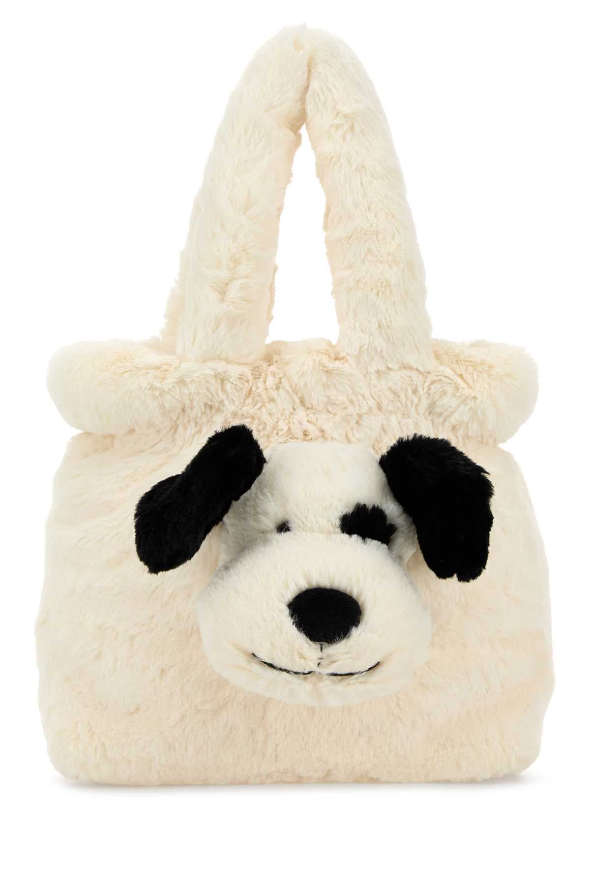 White eco fur Rufferty Puppy handbag
