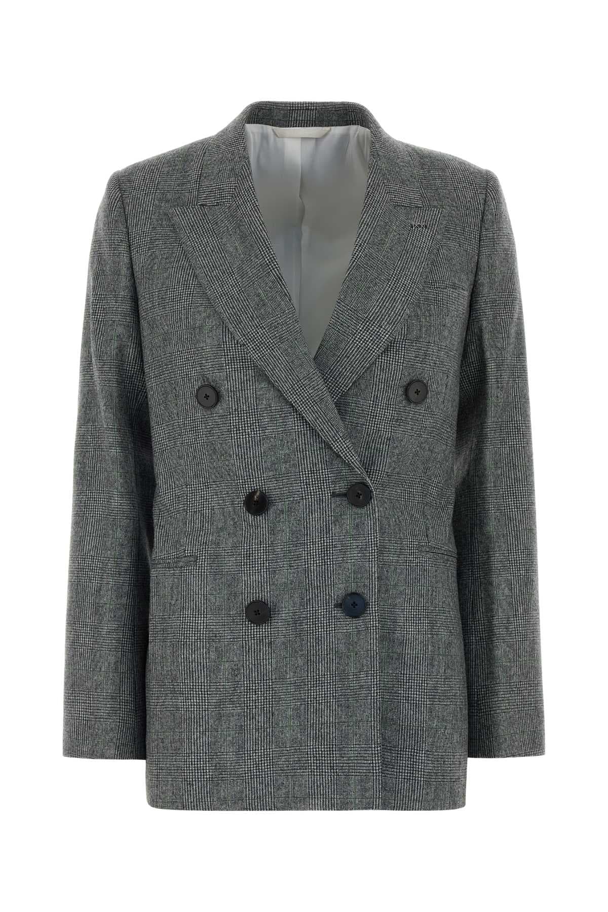 Embroidered flannel blazer