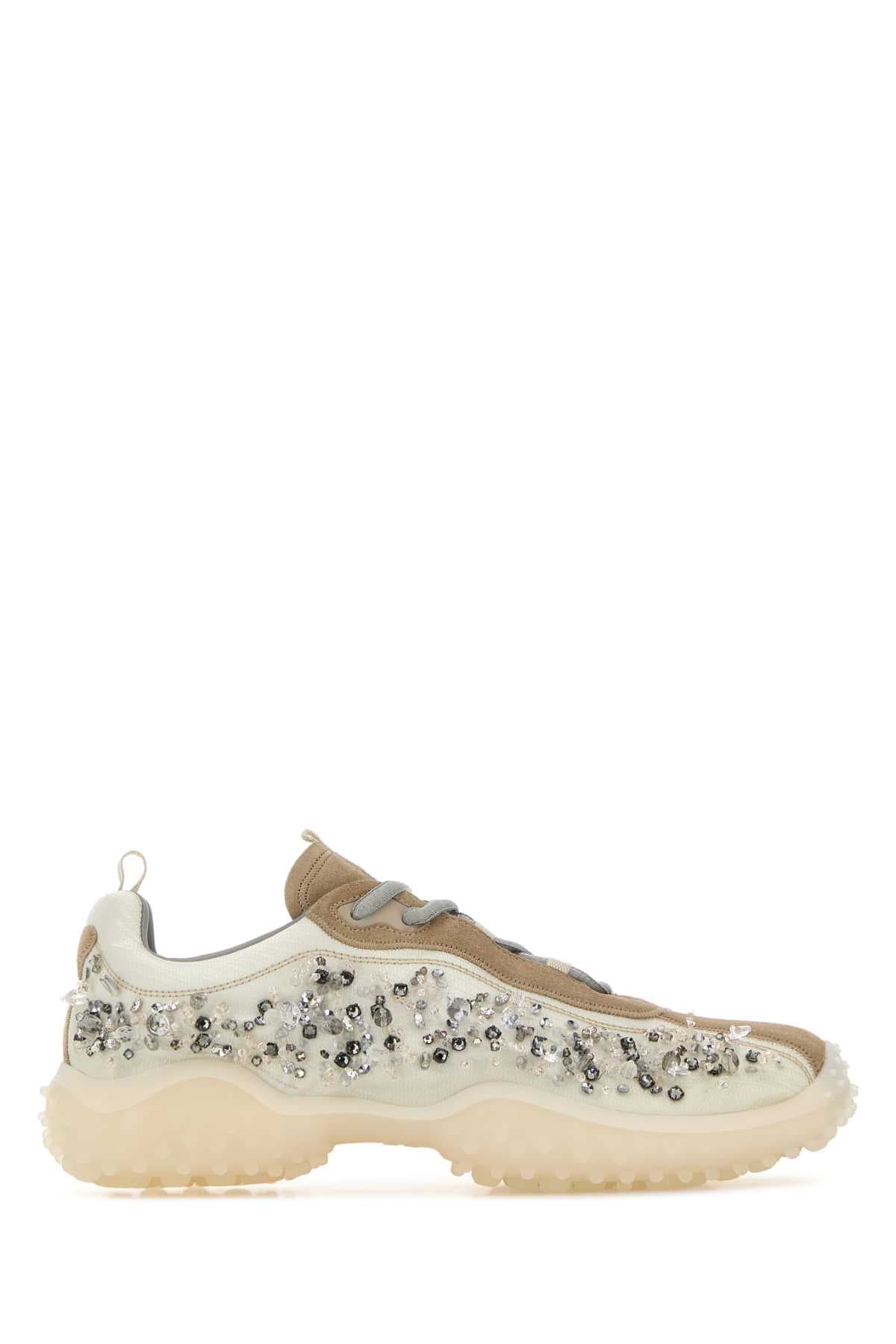 Ivory suede and tech fabric Bubble sneakers