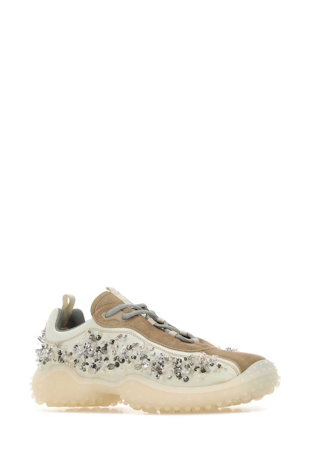 Ivory suede and tech fabric Bubble sneakers - мініатюра 2
