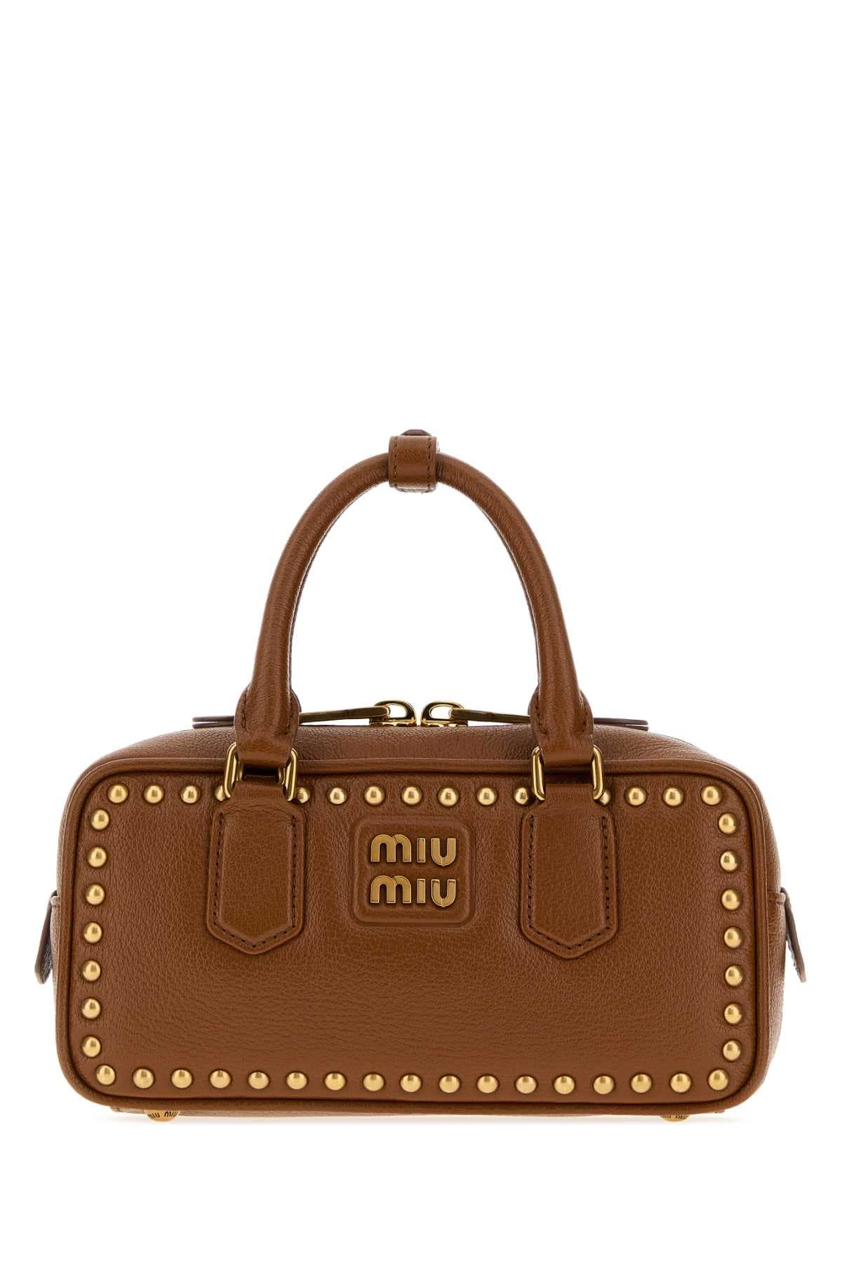 Caramel leather Arcadie handbag