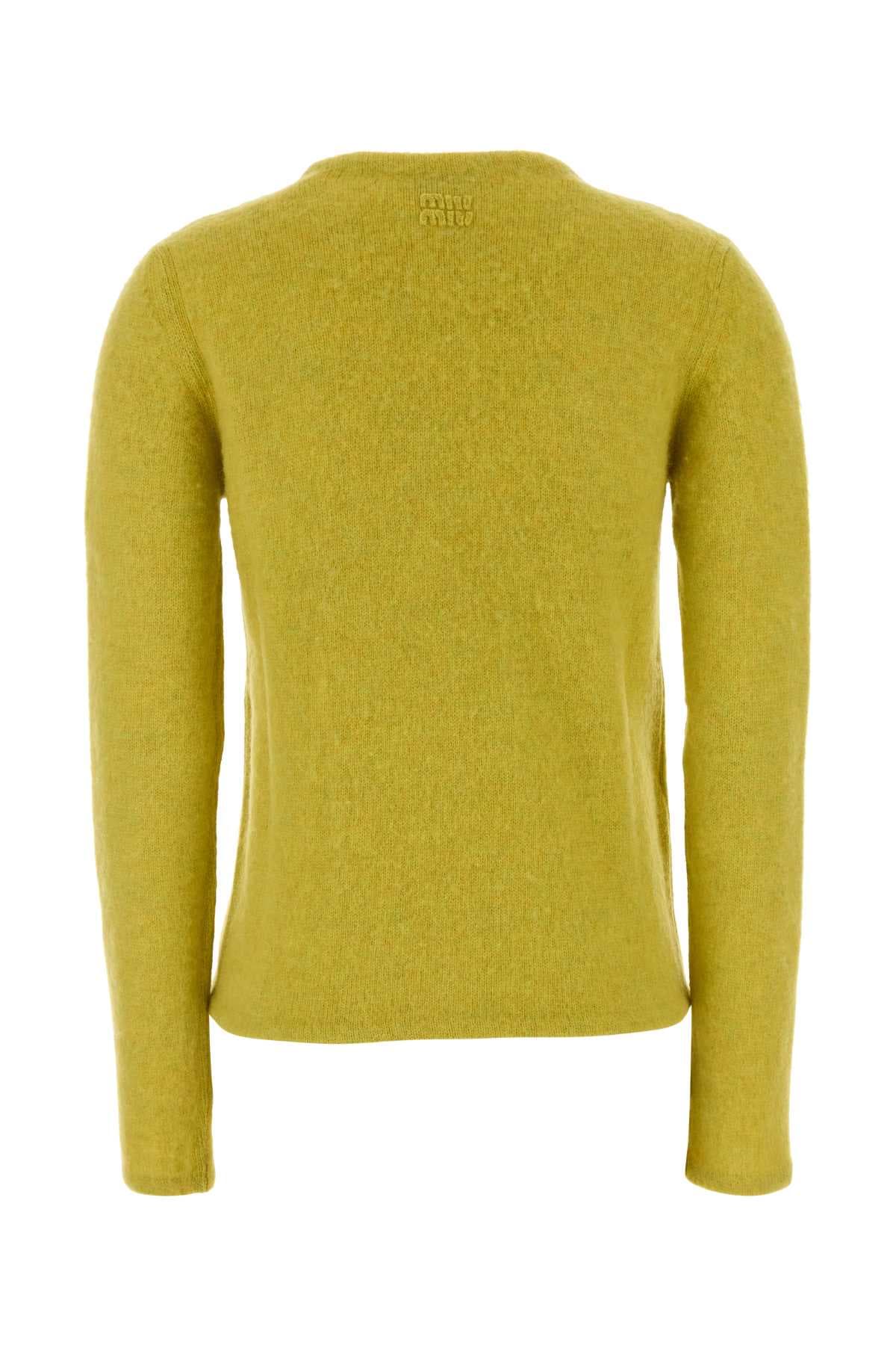 Acid green wool cardigan - мініатюра 2