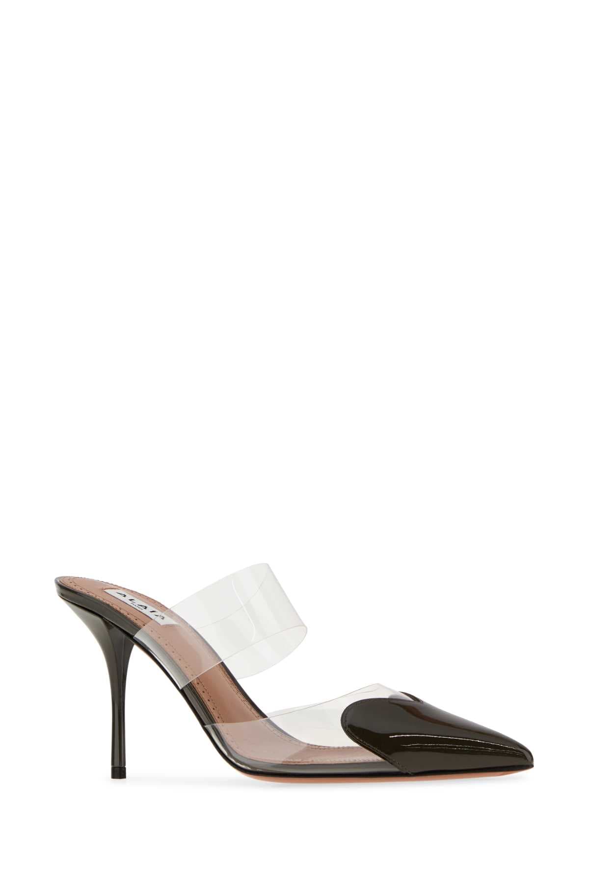 Two-tone PVC and leather mules - мініатюра 2