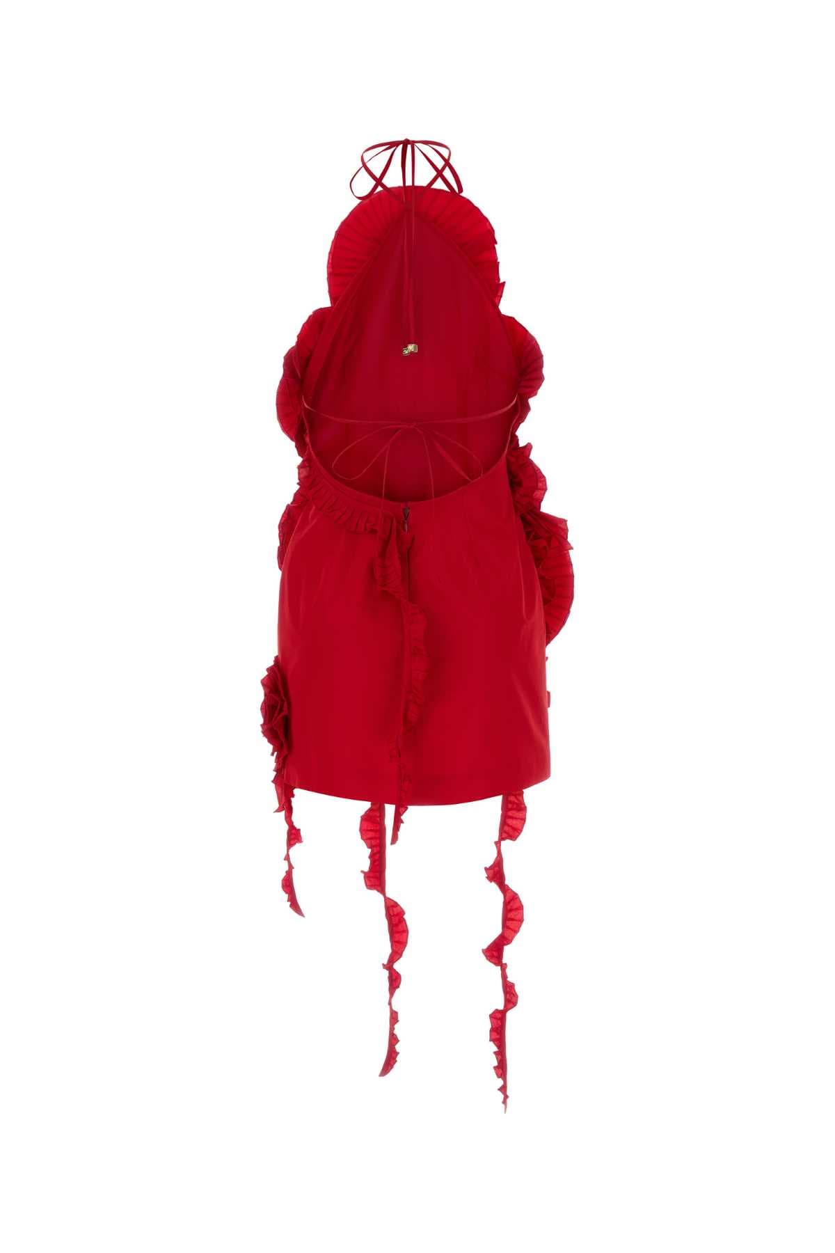 Red taffeta mini dress - мініатюра 2
