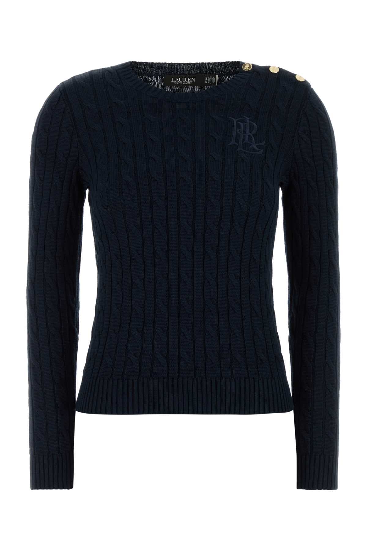 Navy blue cotton blend sweater