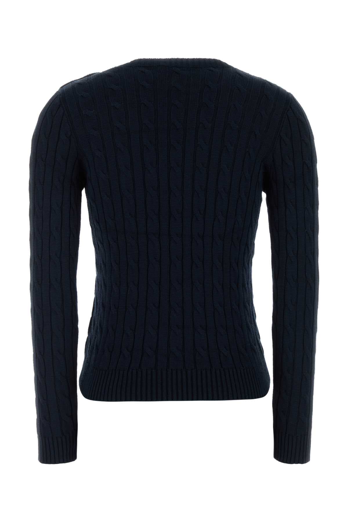 Navy blue cotton blend sweater - мініатюра 2