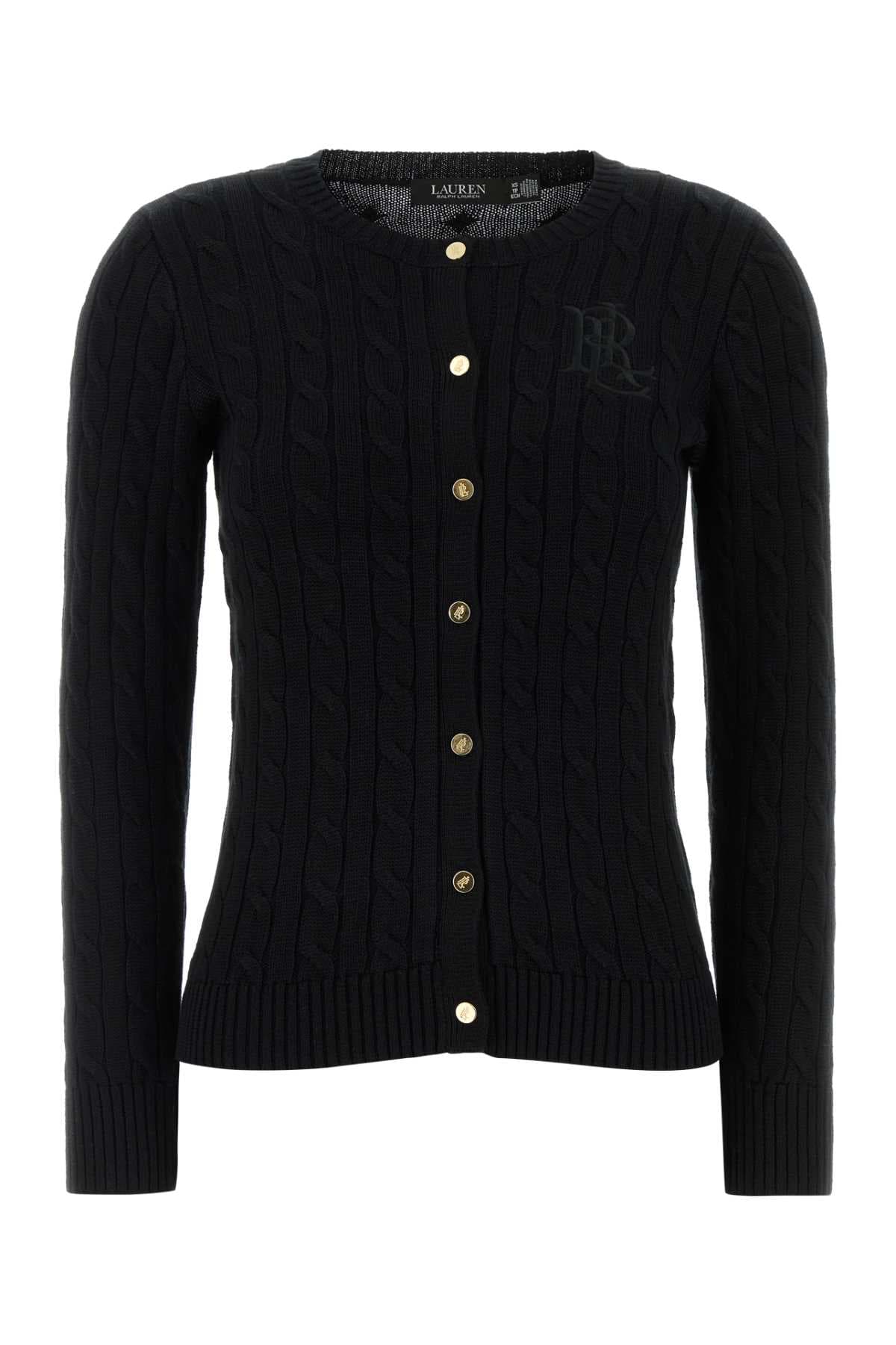 Black cotton blend cardigan