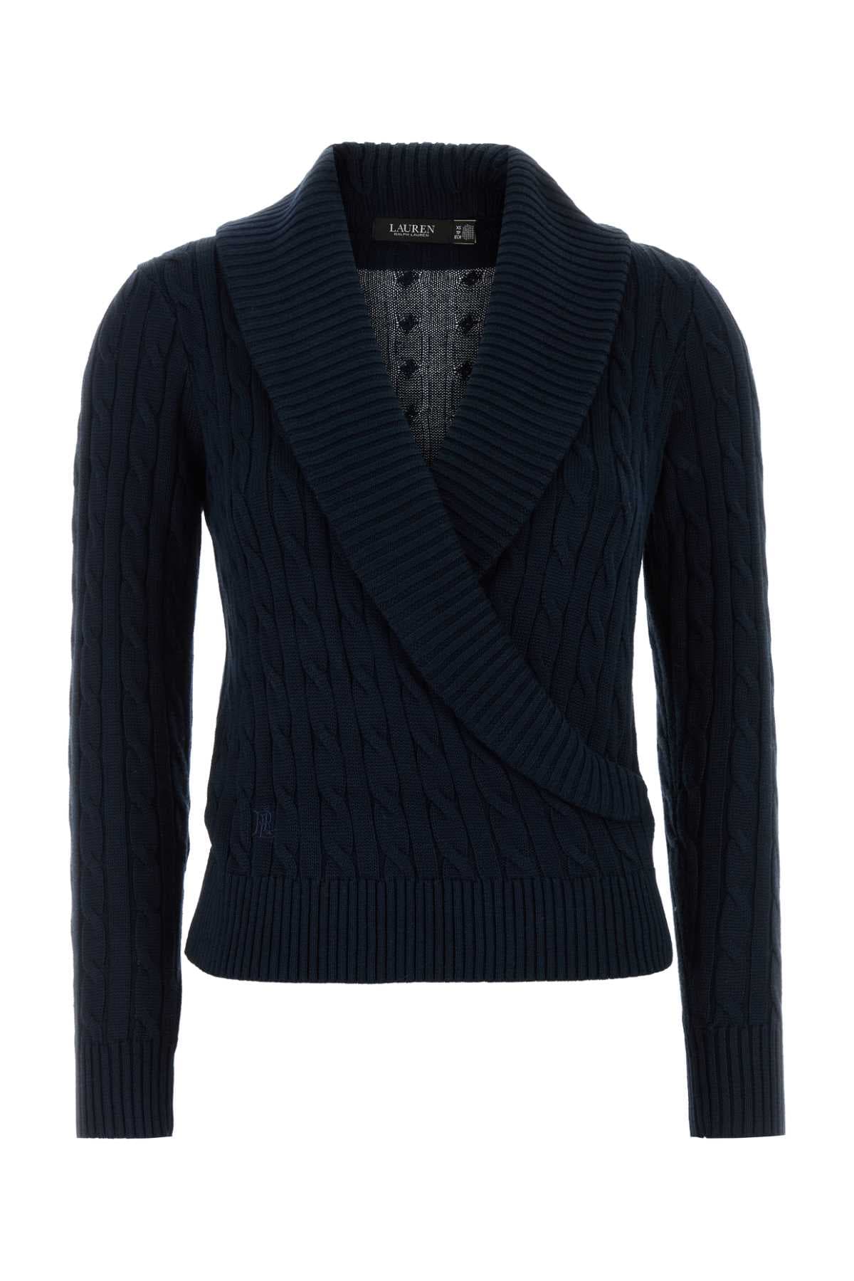 Navy blue cotton blend sweater