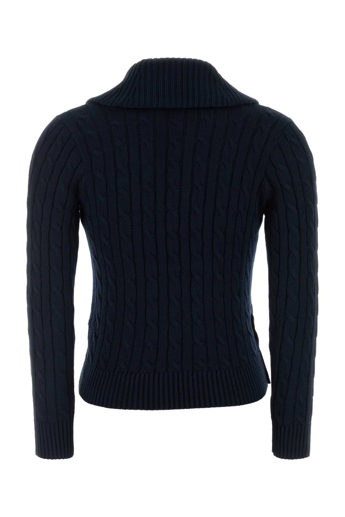 Navy blue cotton blend sweater - мініатюра 2