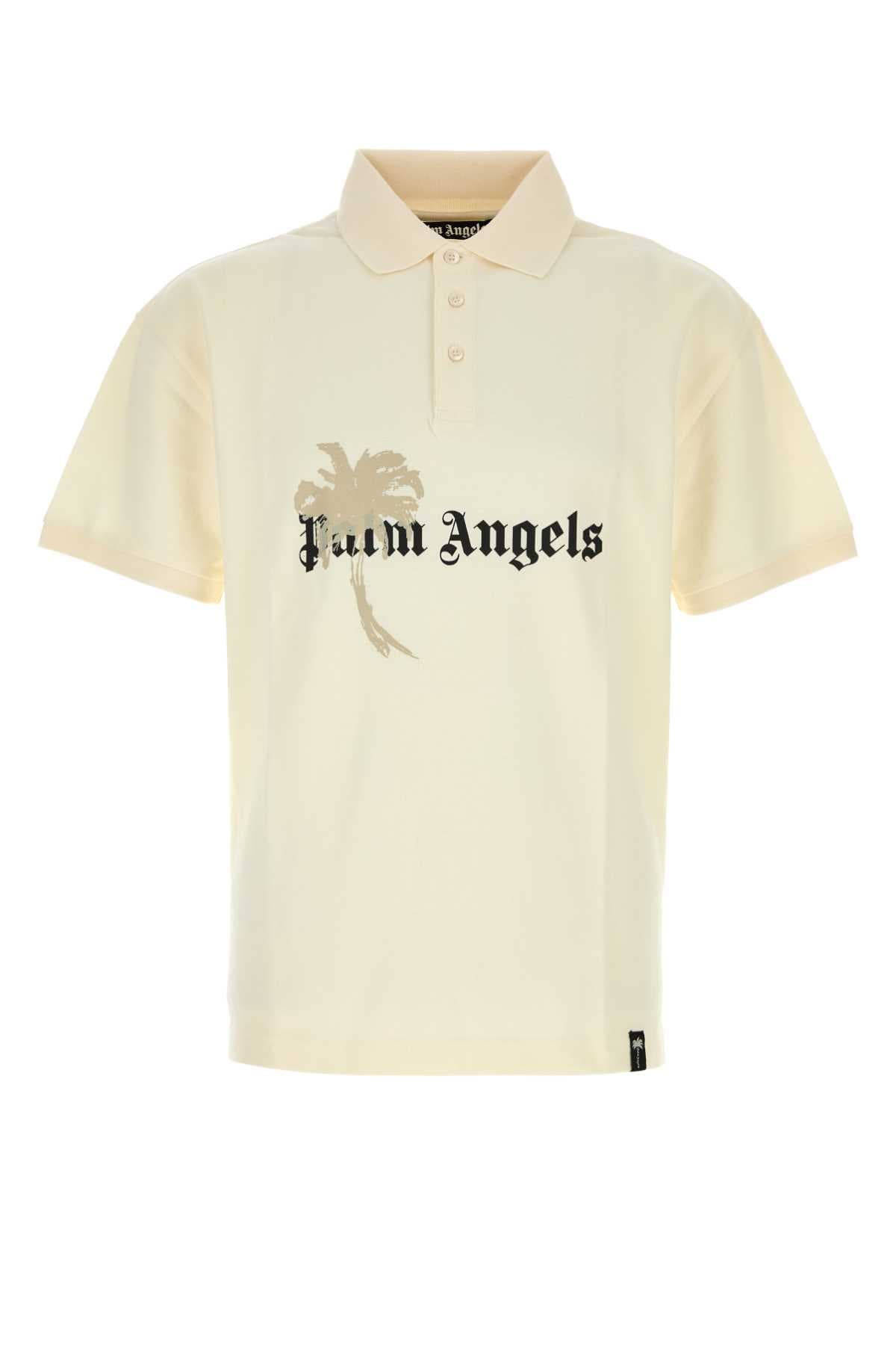 Cream piquet polo shirt