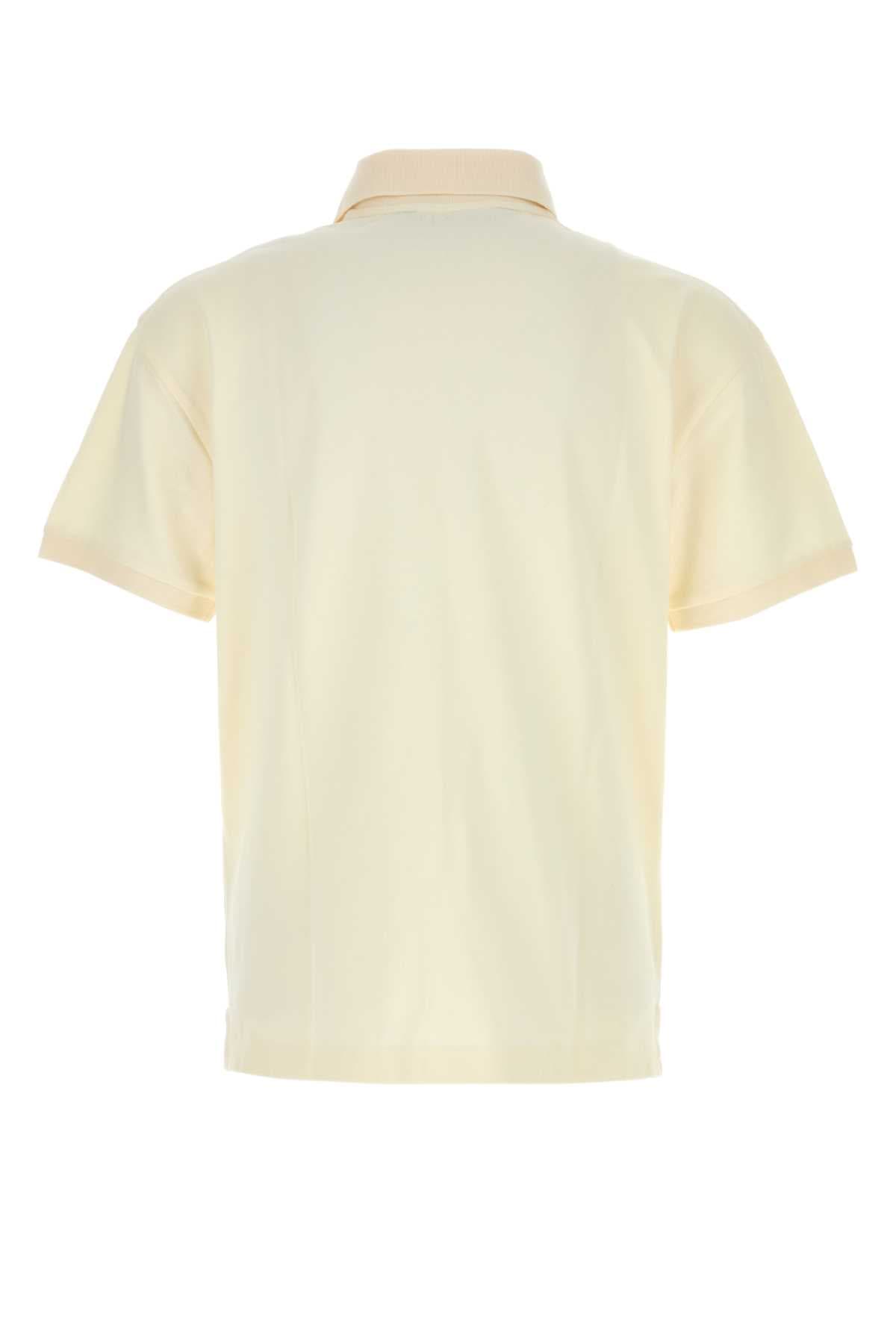 Cream piquet polo shirt - мініатюра 2
