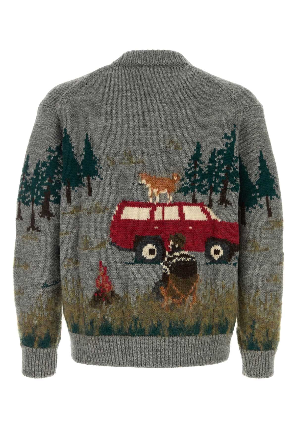 Embroidered wool blend cardigan - мініатюра 2