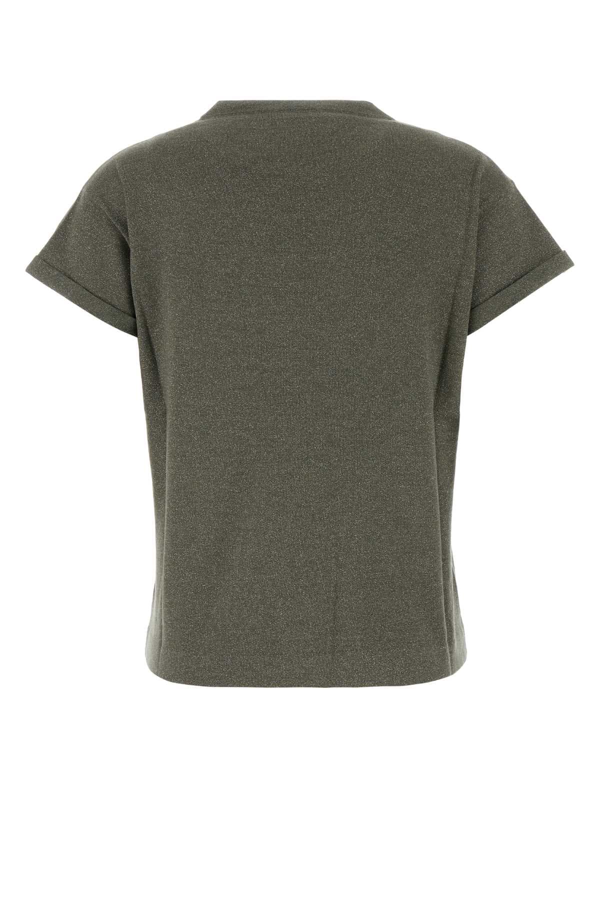 Army green cashmere blend t-shirt - мініатюра 2