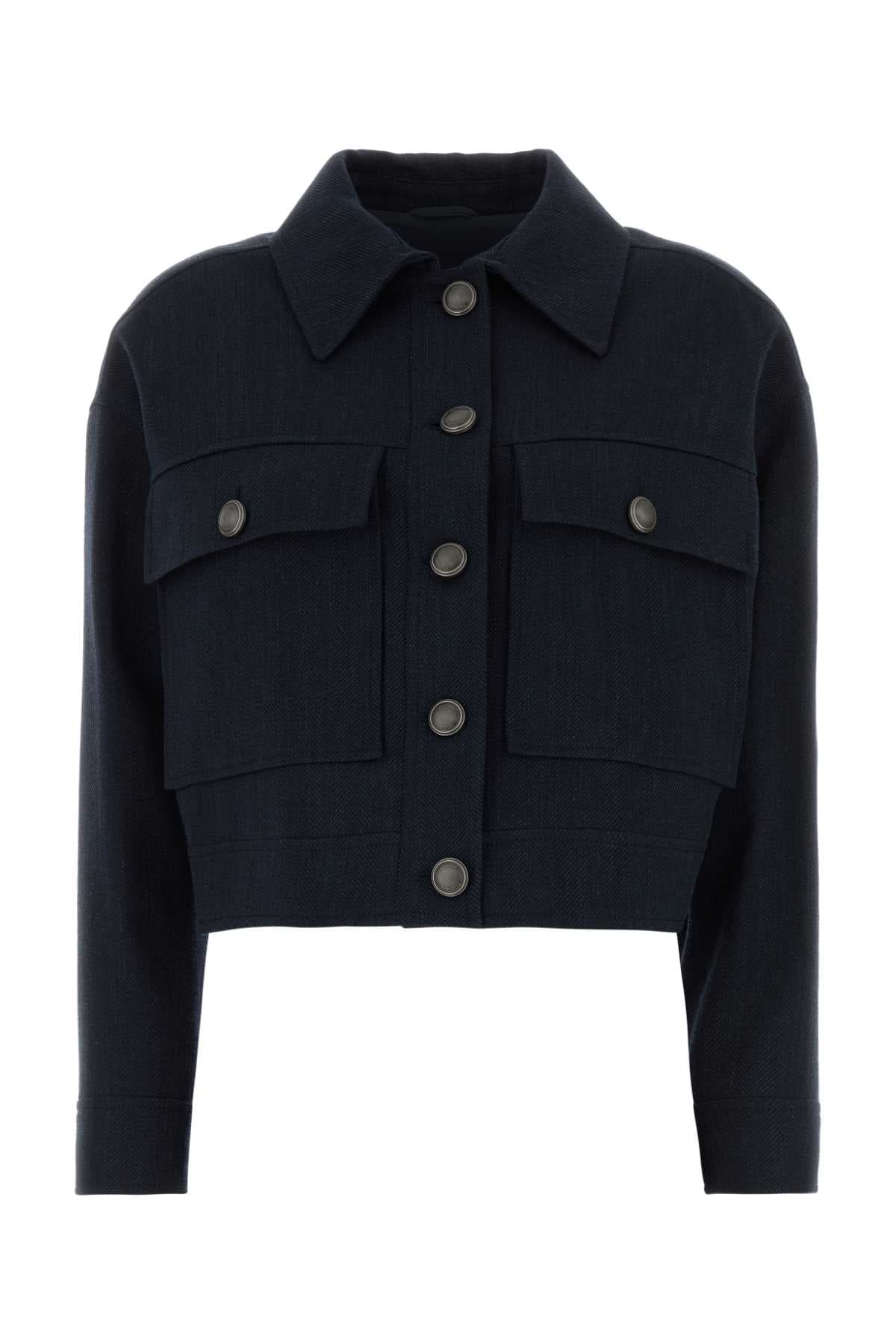 Navy blue stretch wool blazer