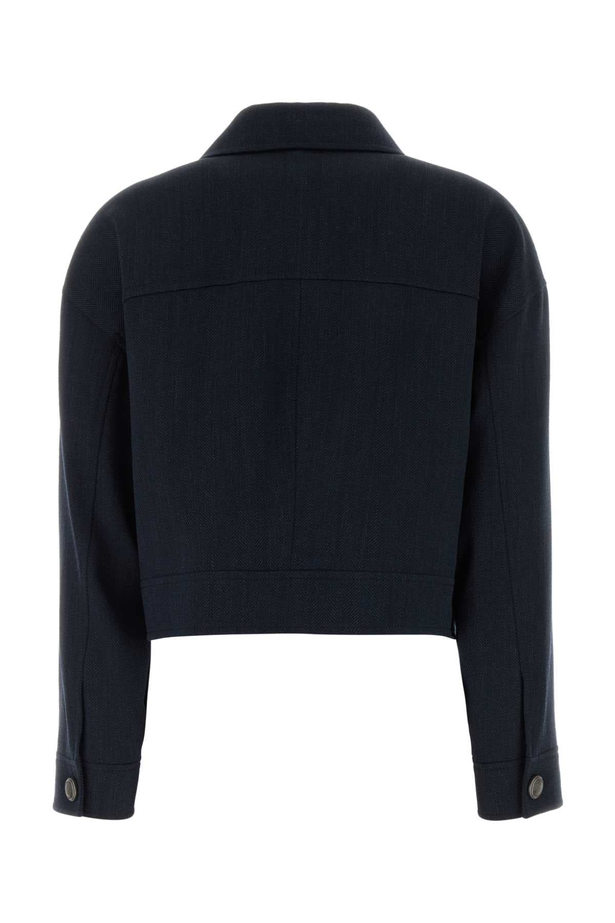 Navy blue stretch wool blazer - мініатюра 2