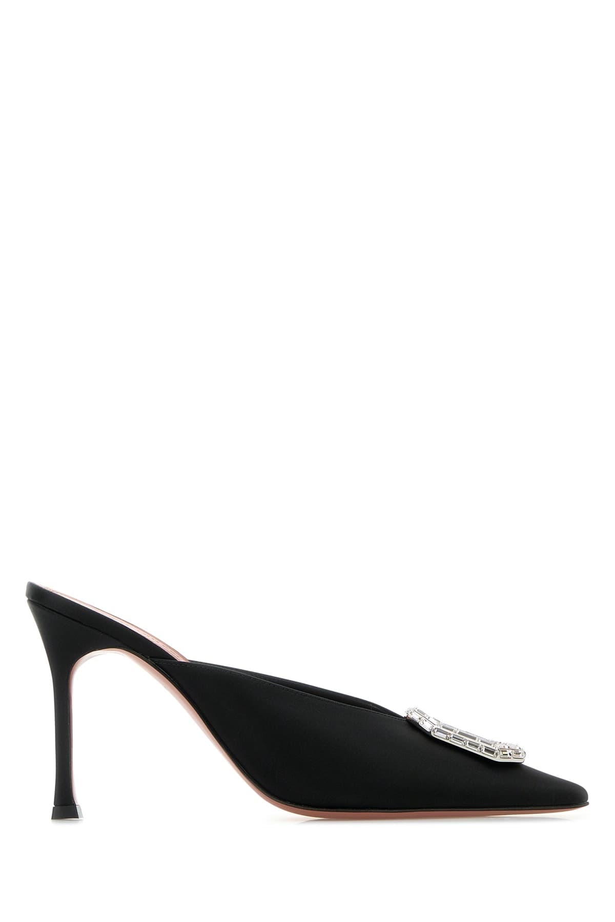 Black satin Camelia mules - мініатюра 3