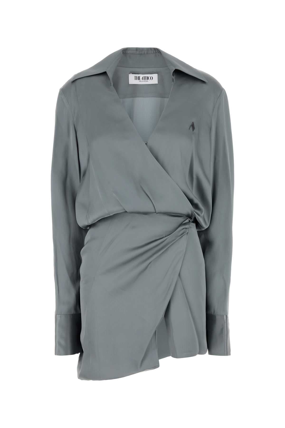 Grey satin mini dress