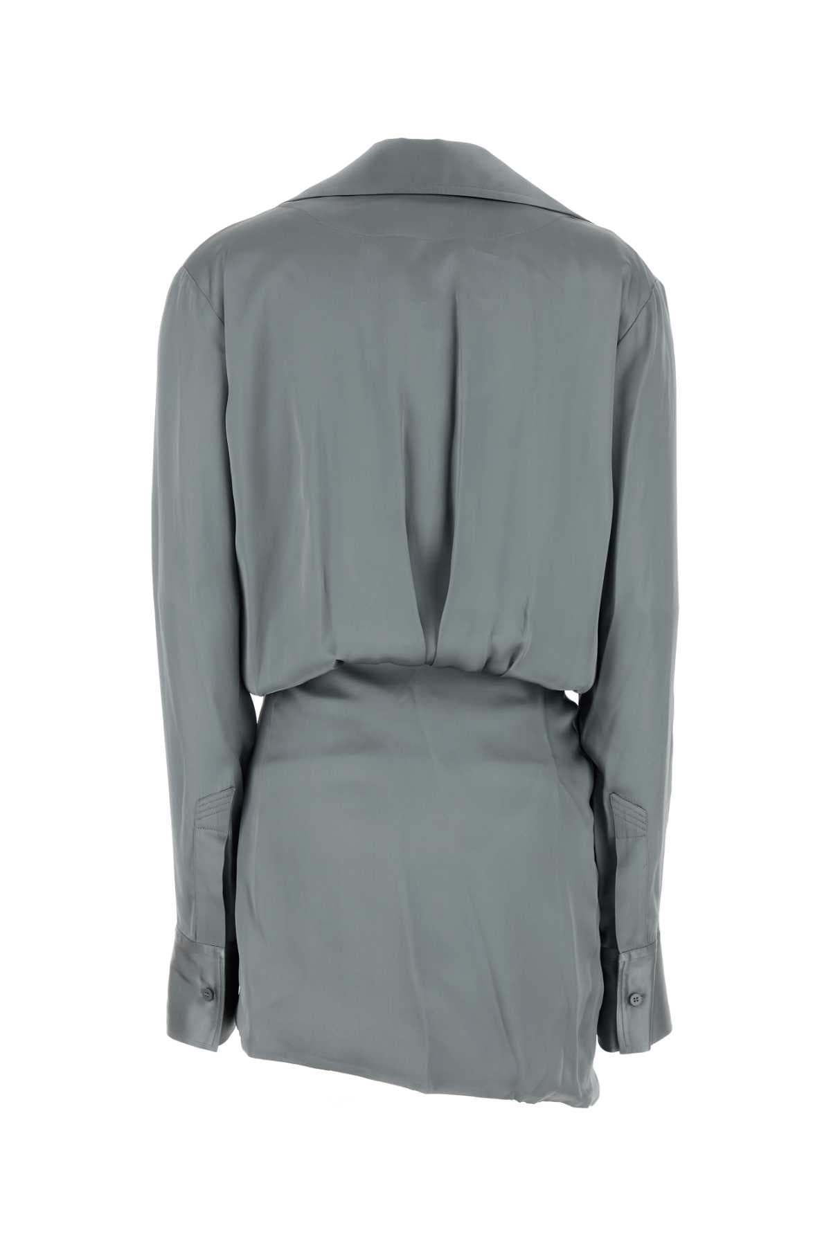 Grey satin mini dress - мініатюра 2