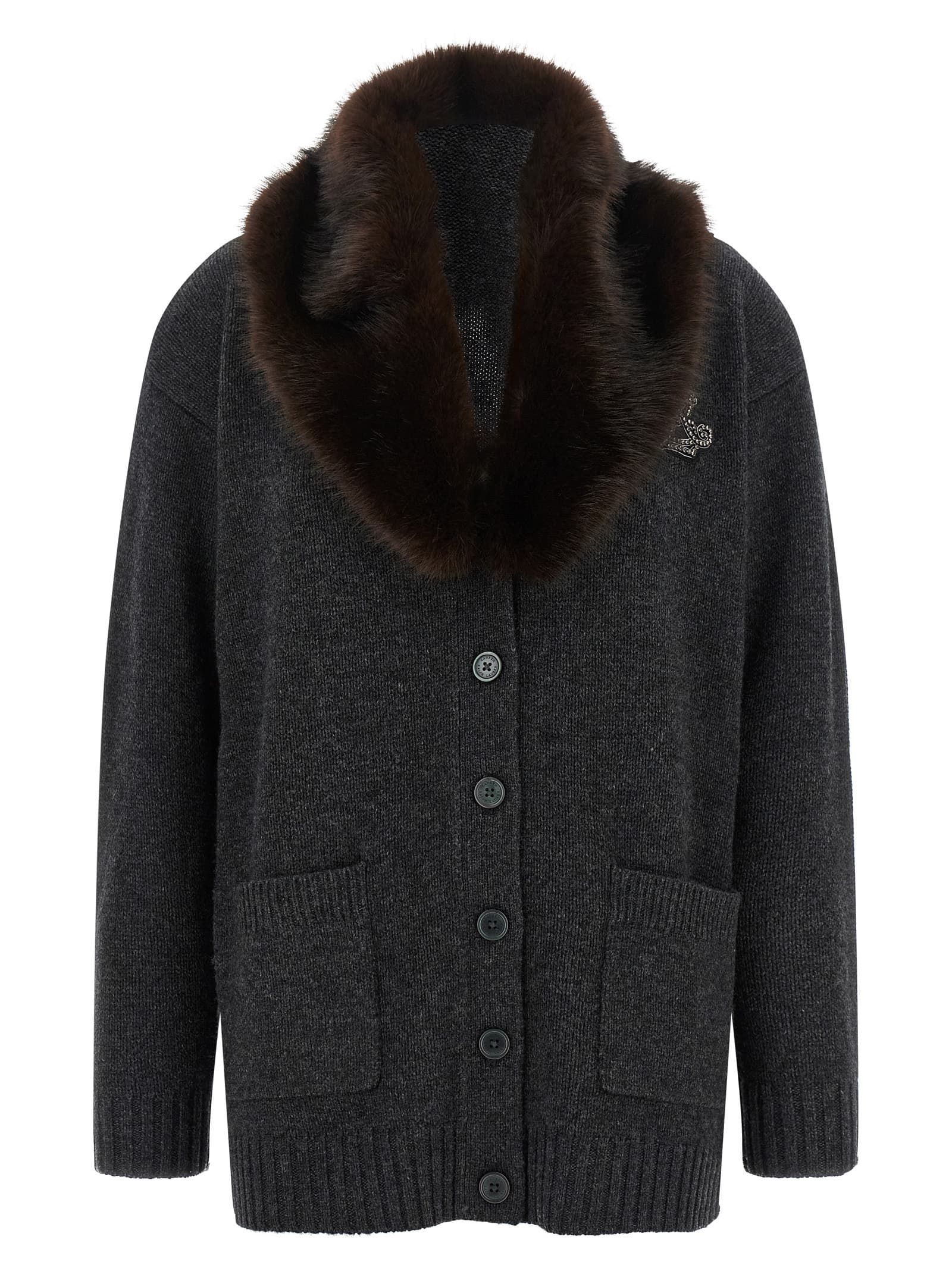 Fur insert cardigan