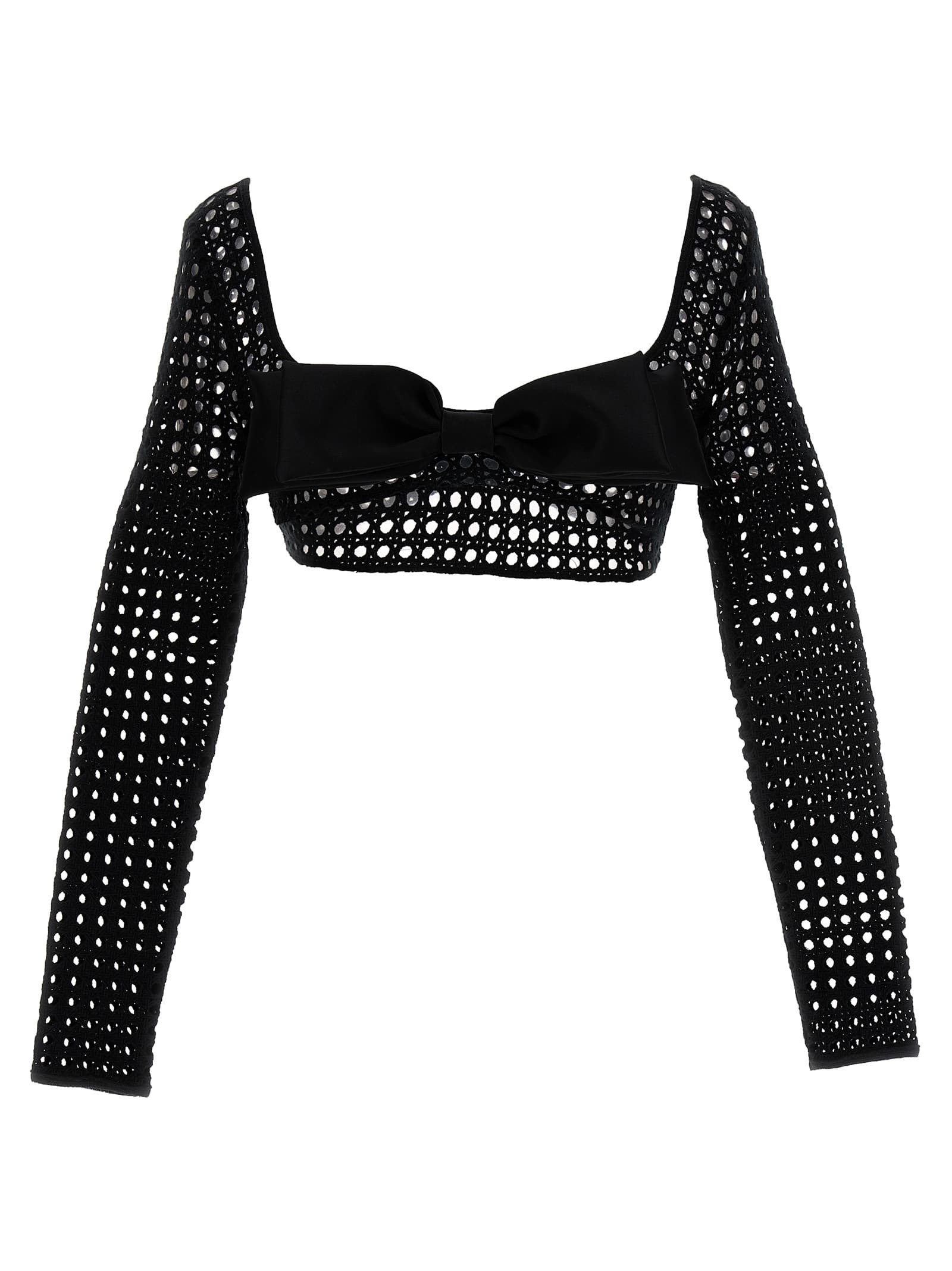 Cropped macramé bow top - зображення 1