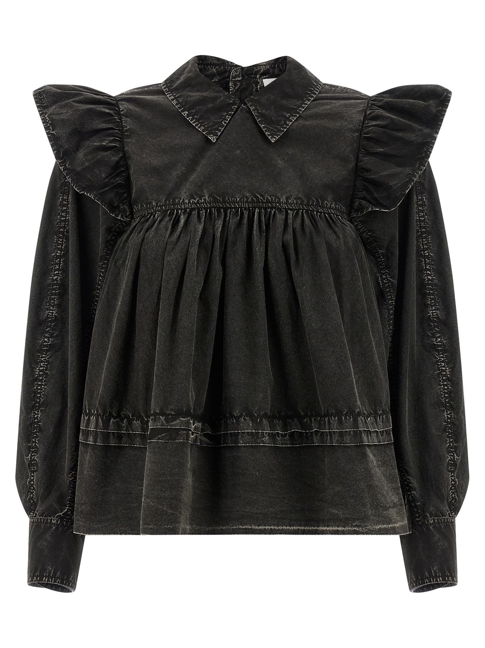 'Black Washed Frill' blouse
