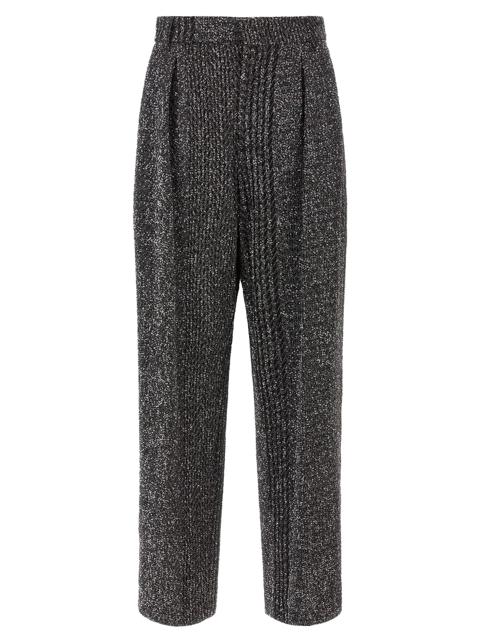 Lamé and sequin yarn pants
