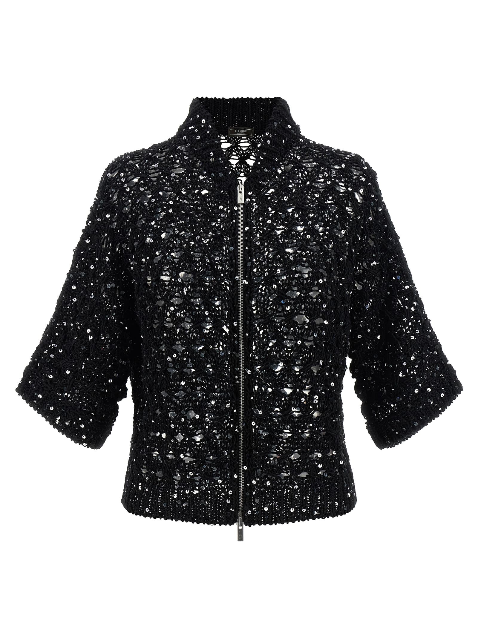 Sequin mesh cardigan