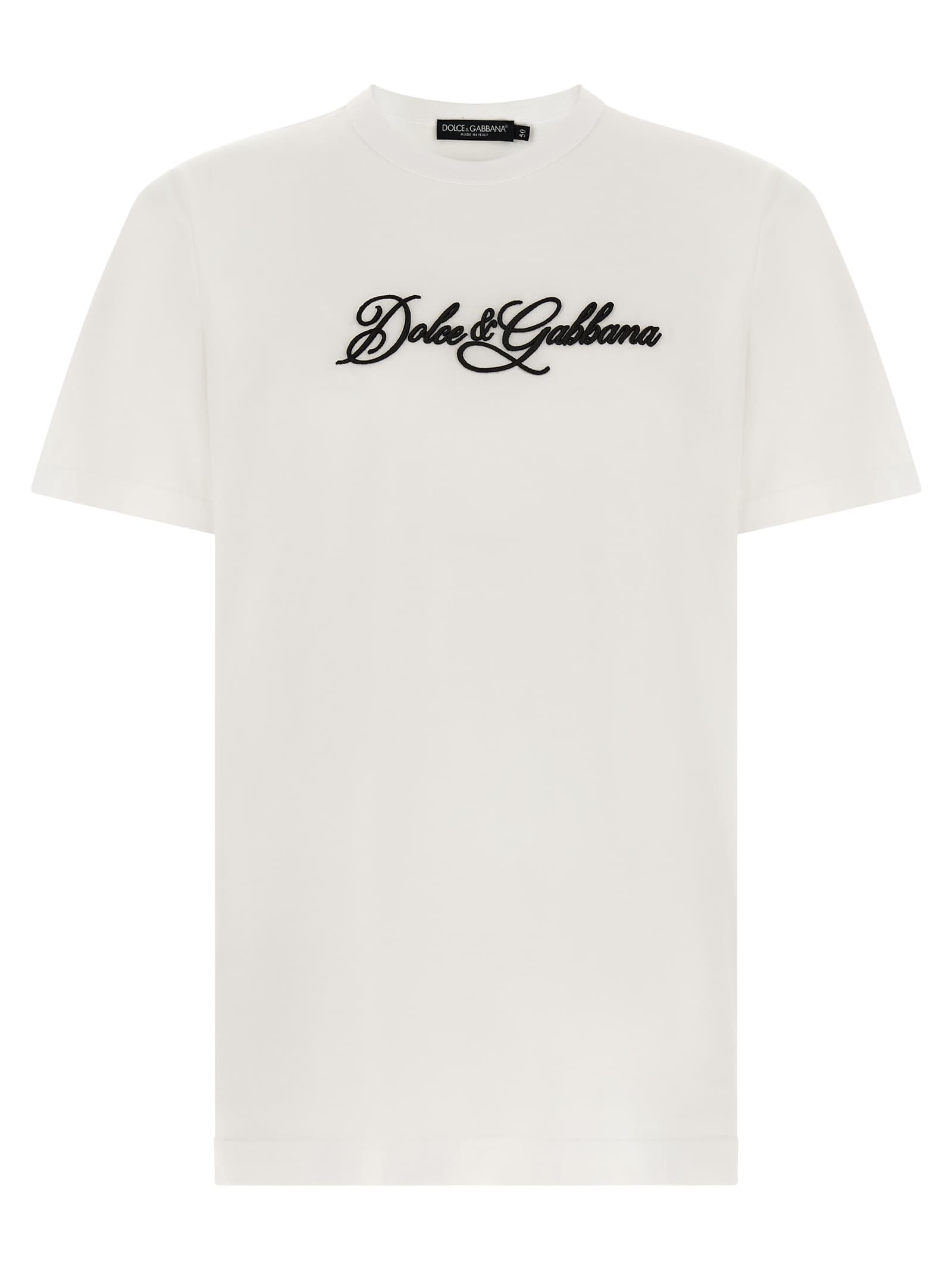 Dolce & Gabbana футболка з вишитим курсивним логотипом