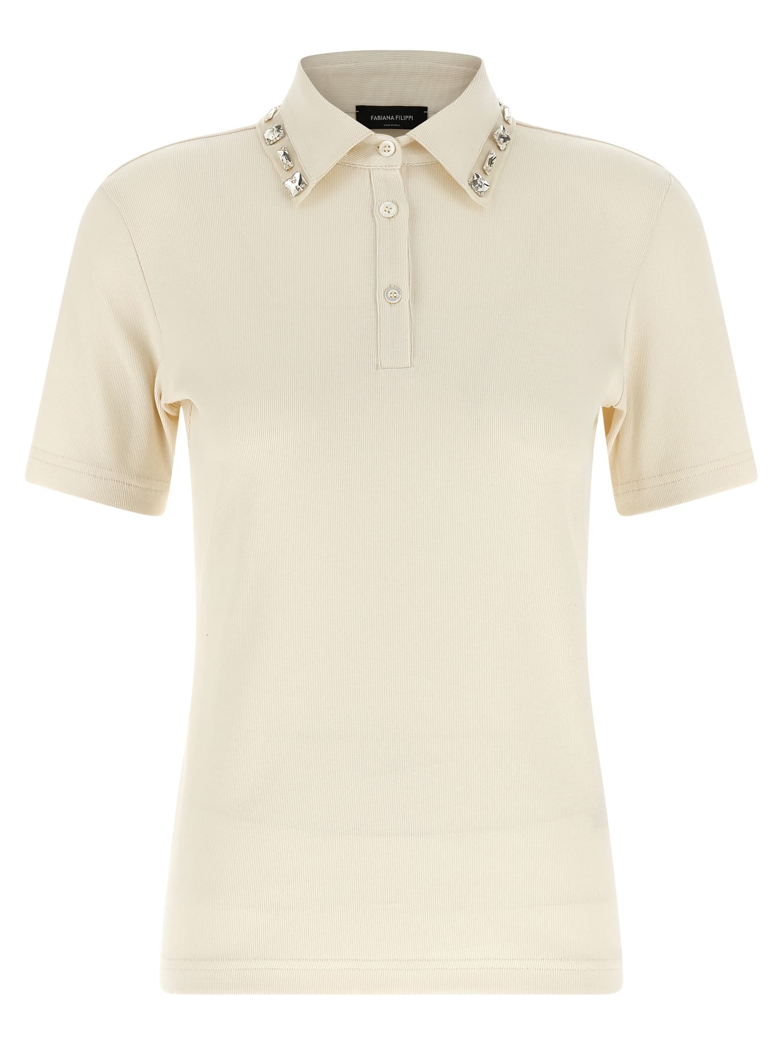 Поло з кристалами на комірі