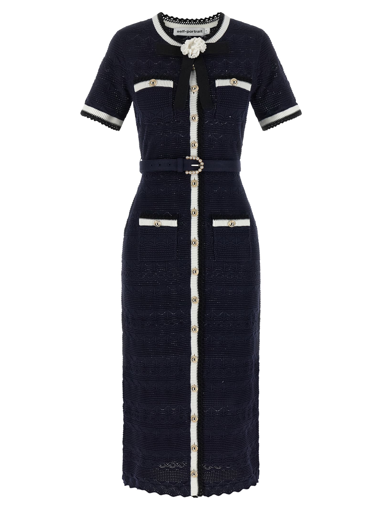 'Navy Pointelle Knit Midi' плаття