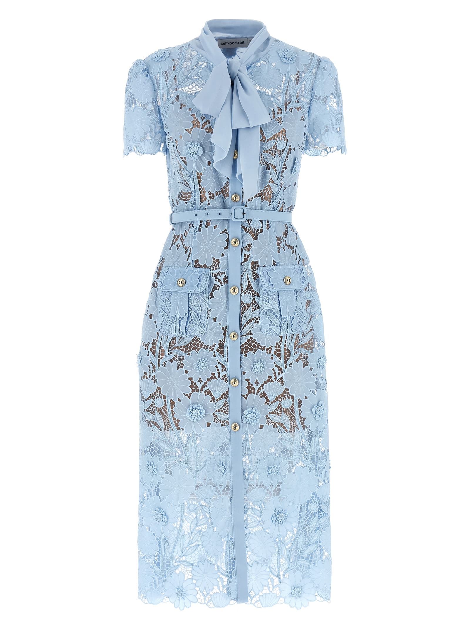 'Blue Lace Tie Neck Midi' мереживна сукня