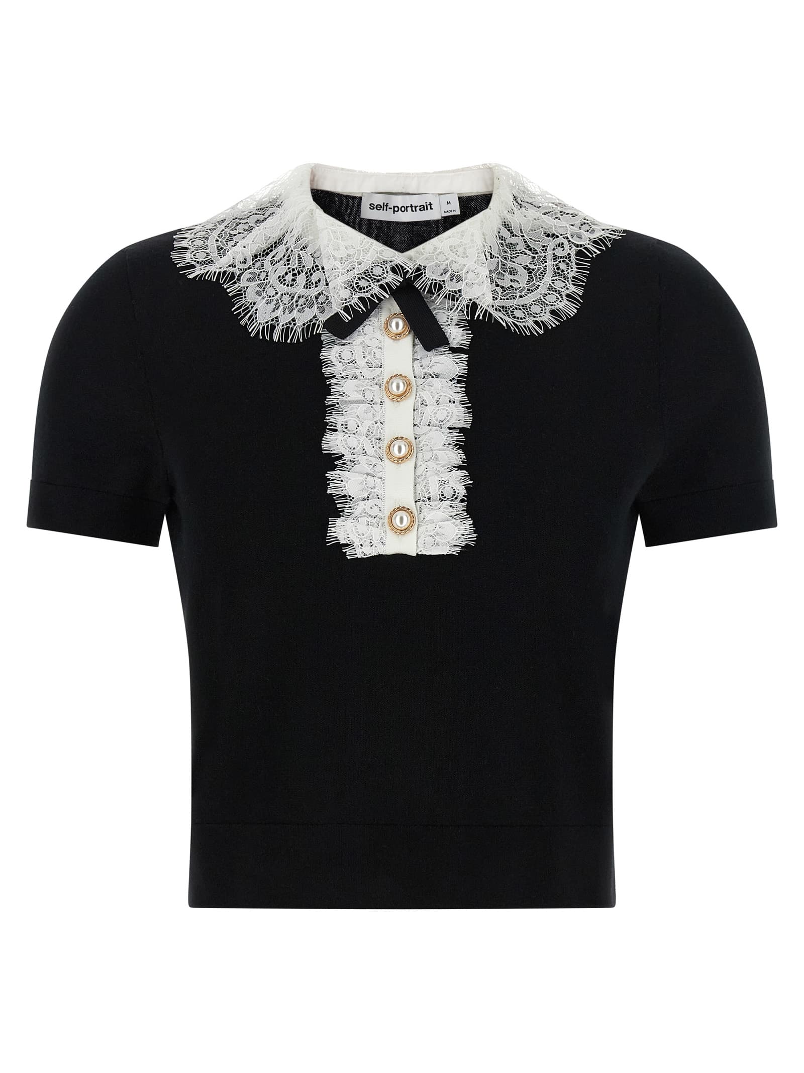 'Black Knit Lace Collar' топ
