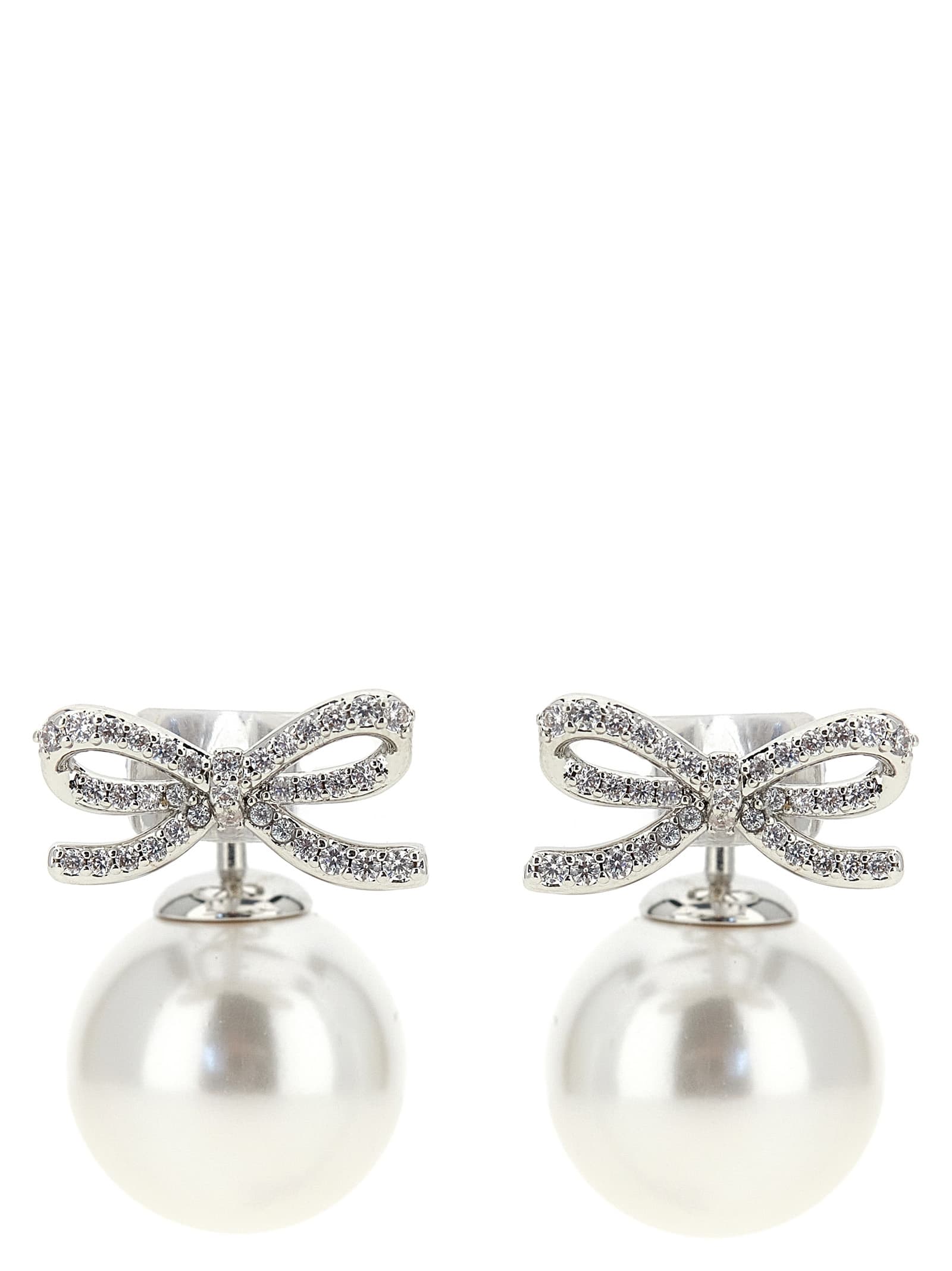 'Crystal Bow Pearl Back' сережки