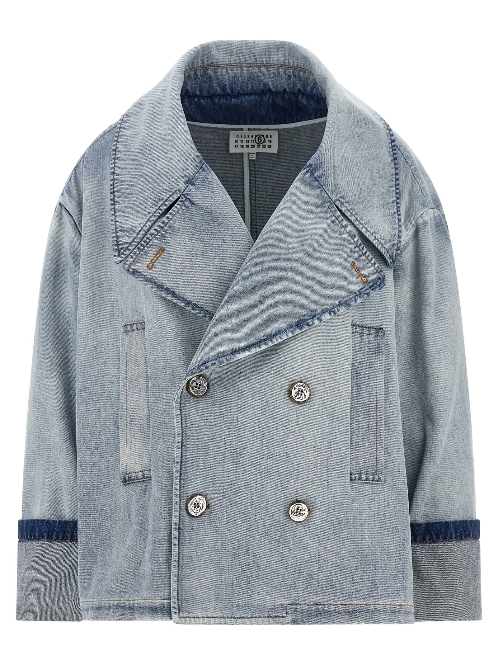 Двобортна джинсова куртка