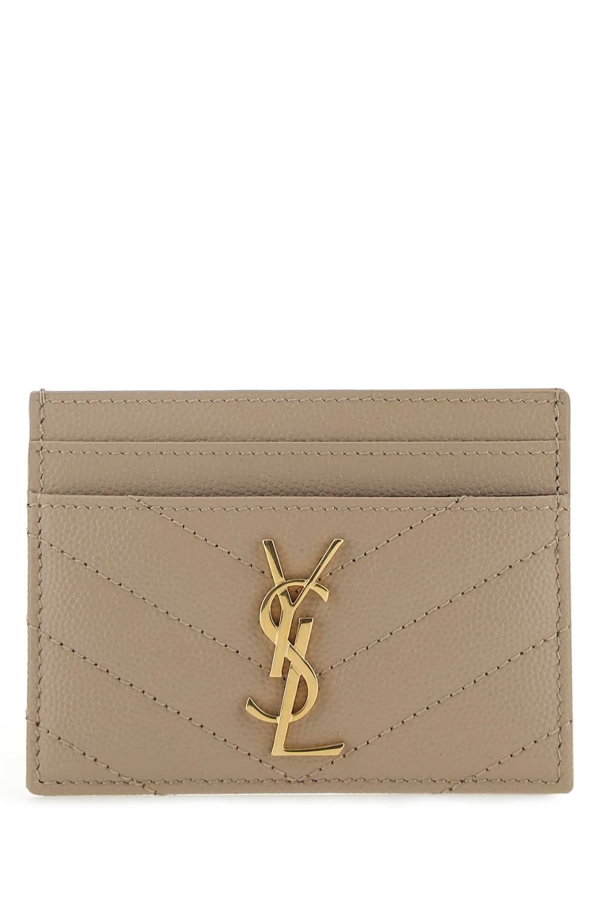 Beige leather card holder