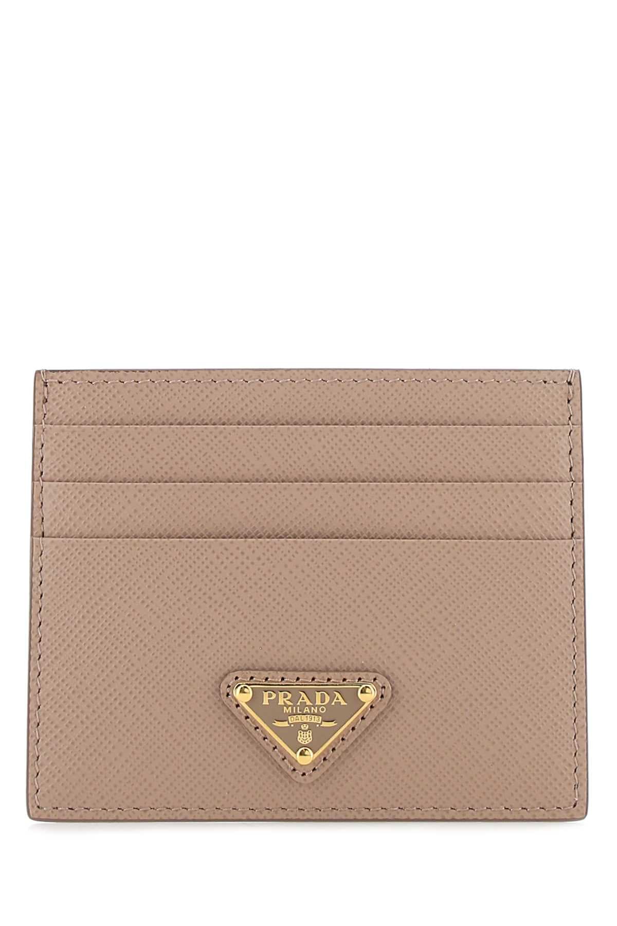 Powder pink leather card holder