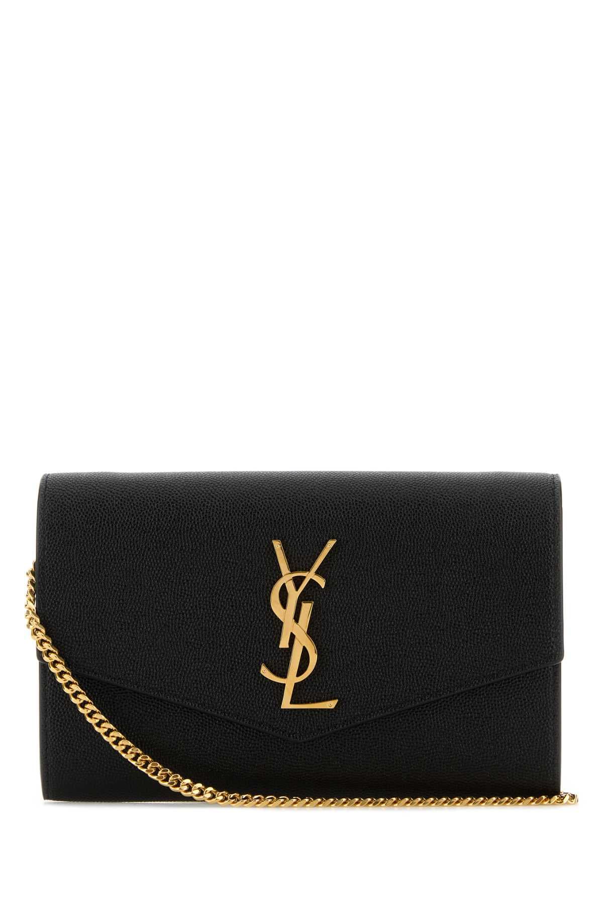 Black leather Uptown clutch